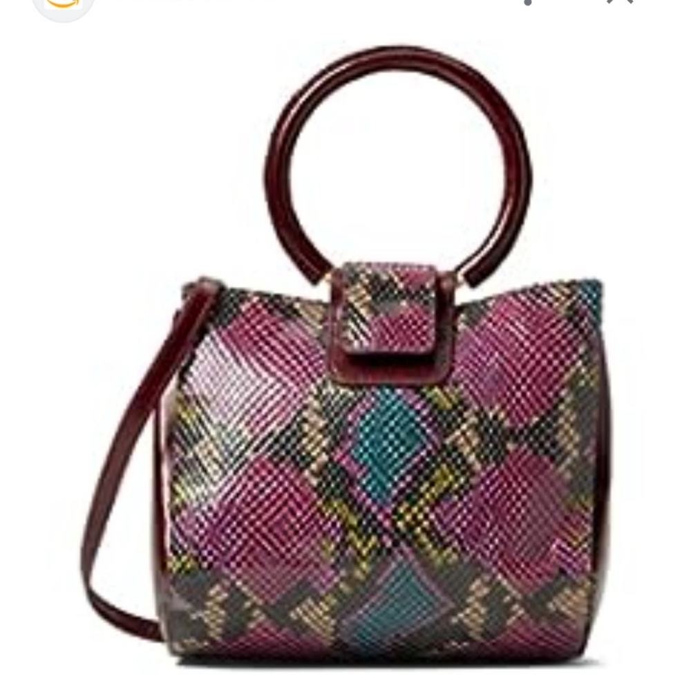 HOBO Heidi Small Crossbody Bag Mosaic Snake Burgundy Purple Leather  - Picture 5 of 10